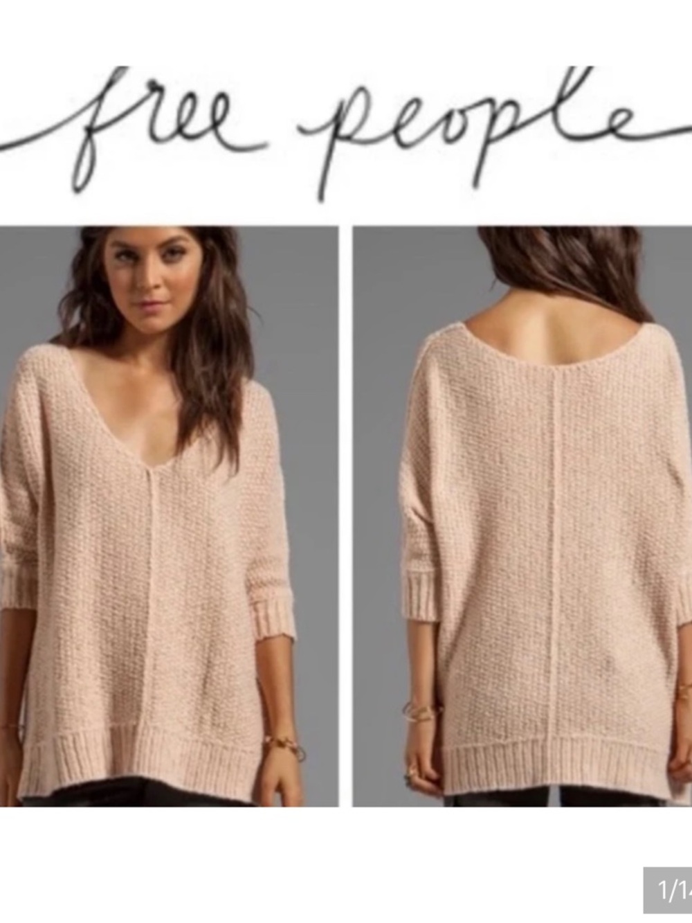 Free People Cozy Cat Pullover Sweater - Blush Pink Size S